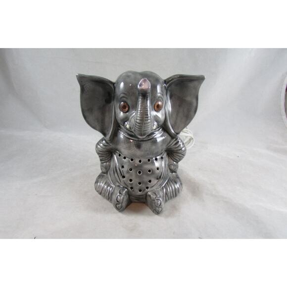 Ceramic Elephant Figural Accent Light Pierced Tummy Vintage - Picture 6 of 9